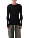 Rick Owens Fitted Ribbed Knit Turtleneck In Soft Virgin Wool In Black