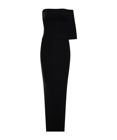 Rick Owens Ribbed Knit Dress In Black