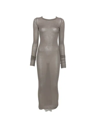 Rick Owens Ribbed Knit Dress In Gray