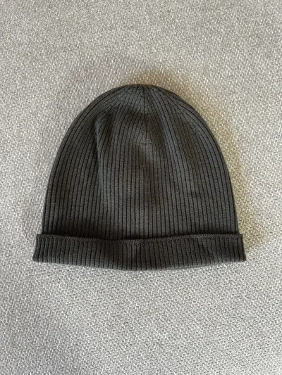 Pre-owned Rick Owens Ribbed Knit Edge Beanie In Dust In Grey