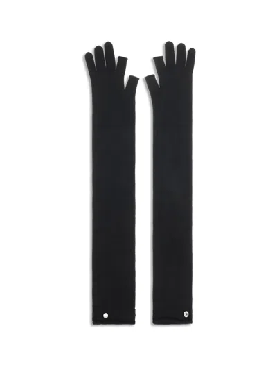 Rick Owens Ribbed Knit Gloves In Black