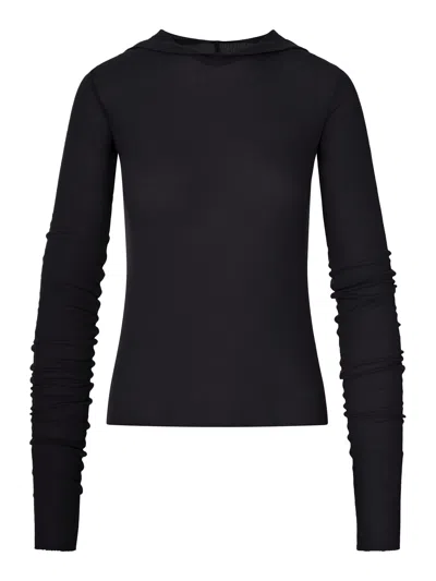 Rick Owens Ribbed Knit Hoodie In Black