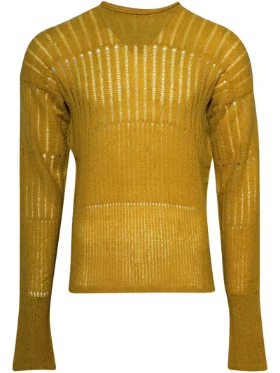 Rick Owens Ribbed-knit Jumper In Yellow