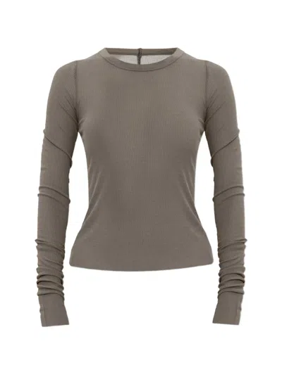 Rick Owens Ribbed-knit Long-sleeve T-shirt In Gray