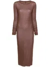 Rick Owens Ribbed-knit Midi Dress In Brown