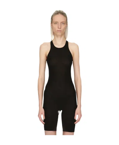 Rick Owens Ribbed-knit Racerback Minidress In Black