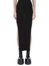 Rick Owens Ribbed Knit Sacriskirt With Signature Back Detail In Black