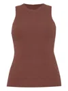 Rick Owens Ribbed-knit Sleeveless Tank Top In Brown