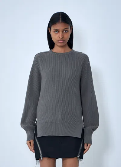Rick Owens Ribbed Knit Sweater In Gray