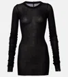 Rick Owens Ribbed Long-sleeve Top With Signature Back Stitching In Black