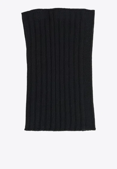 Rick Owens Ribbed-knit Tube Scarf In Black