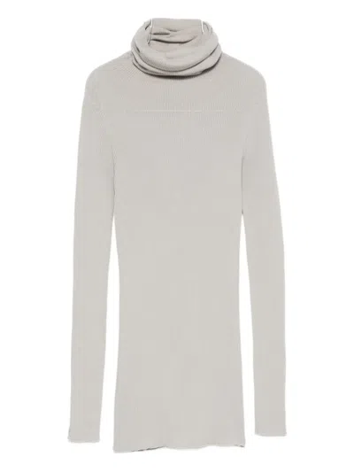 Rick Owens Ribbed-knit Turtleneck Sweater In Gray