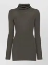 Rick Owens Ribbed Knit Turtleneck Sweater In Wool In Gray