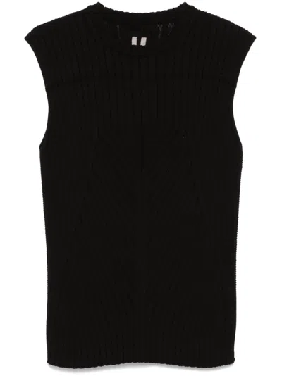 Rick Owens Ribbed-knit Vest In Black