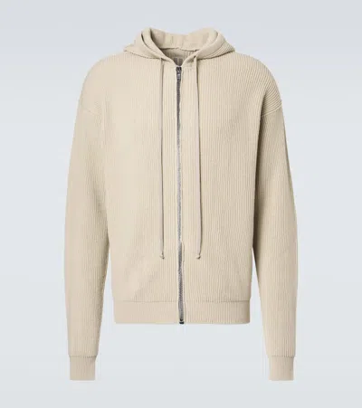 Rick Owens Ribbed-knit Virgin Wool Hoodie In White
