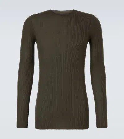 Rick Owens Ribbed-knit Virgin Wool Sweater In Gray