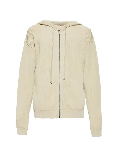 Rick Owens Ribbed Knit Zip-front Hooded Cardigan In Multi