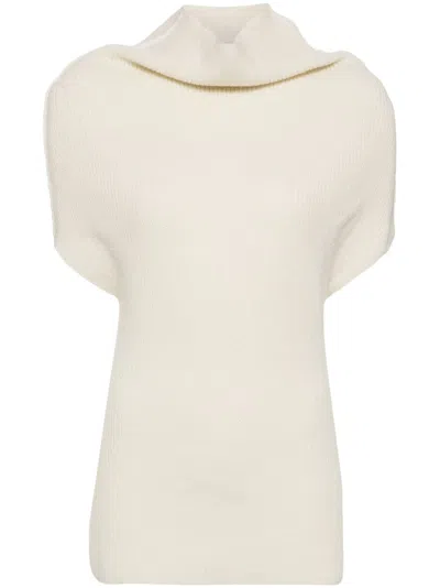 Rick Owens Ribbed Knitted Top In Neutrals