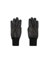 Rick Owens Ribbed Leather Gloves In Black
