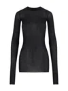 Rick Owens Ribbed Long-sleeve Top With Signature Back Stitching In Black