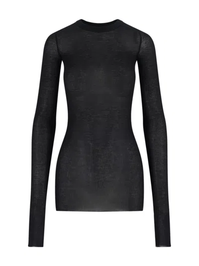Rick Owens Ribbed Long Sleeve Shirt – Black