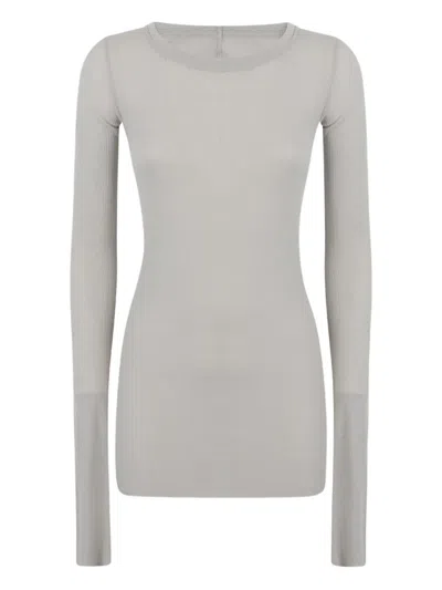 Rick Owens Ribbed Long-sleeve Sweatshirt In Gray
