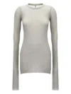 Rick Owens Ribbed Crew Neck Long Sleeve T-shirt In Gray