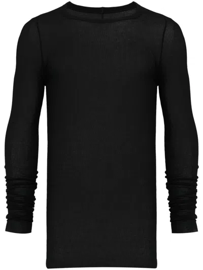 Rick Owens Ribbed Long Sleeve T-shirt In Black