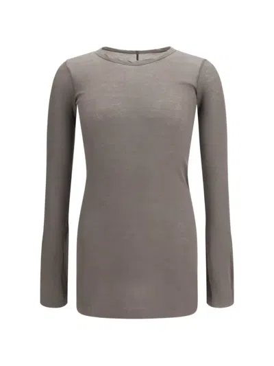 Rick Owens Crewneck Long-sleeved T-shirt In Brown