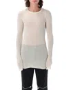 Rick Owens Ribbed Long-sleeve Tee In White