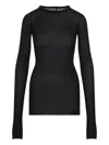 Rick Owens Fitted Stretch Sheer Long Sleeve Top In Black