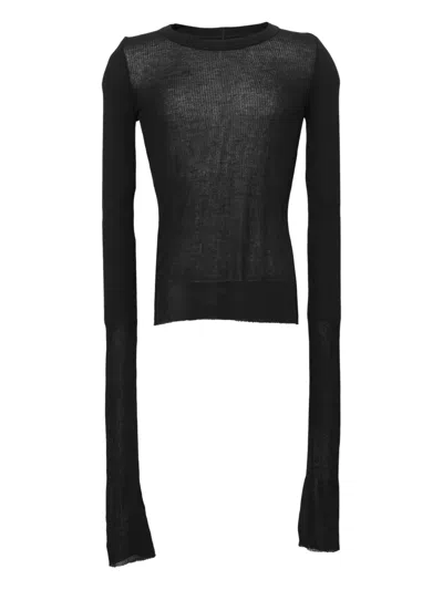 Rick Owens Ribbed Long-sleeve Top In Black