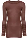 Rick Owens Brown Porterville Rib Long Sleeve T-shirt In Throat