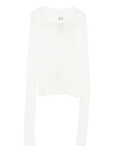 Rick Owens Ribbed Long-sleeve Top In White