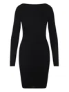 Rick Owens Ribbed Long-sleeved Day Dress In Black