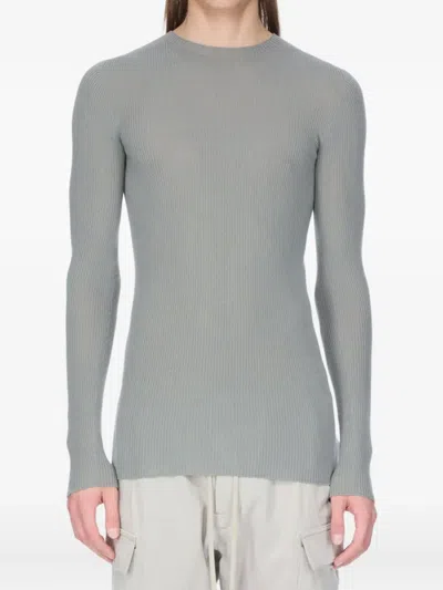 Rick Owens Ribbed Long-sleeved Sweater In Gray
