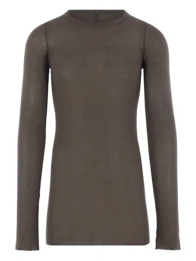 Rick Owens Grey Rib Ls T T-shirt In Brown
