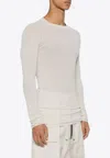 Rick Owens Off-white Porterville Rib Long Sleeve T-shirt In White