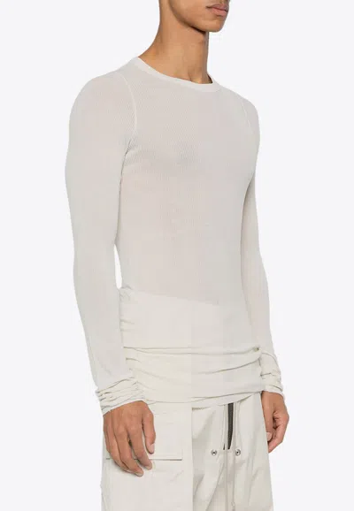 Rick Owens Ribbed Long-sleeved T-shirt In White