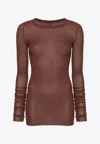 Rick Owens Brown Porterville Rib Long Sleeve T-shirt In Brown