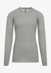 Rick Owens Ribbed Long-sleeved Top In Green