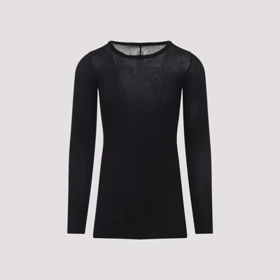 Rick Owens Ribbed Long Sleeves T-shirt In Black
