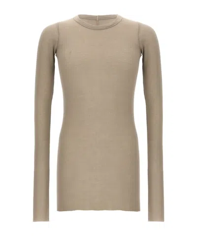 Rick Owens Ribbed Long-sleeves T-shirt In Nude