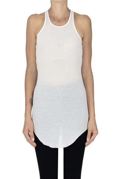 Rick Owens Ribbed Long Tank Top In Ivory