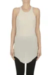 Rick Owens Ribbed Long Tank Top In White