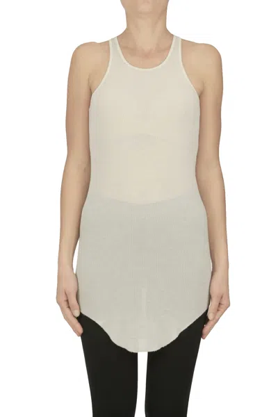Rick Owens Ribbed Long Tank Top In White