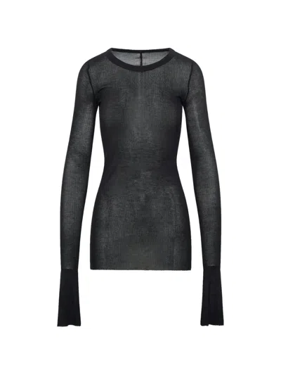 Rick Owens Ribbed Long-sleeve T-shirt In Black
