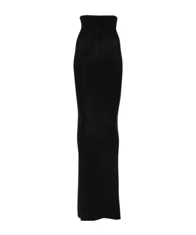 Rick Owens Ribbed Midi Skirt In Black