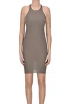Rick Owens Ribbed Mini Dresss In Dove-grey