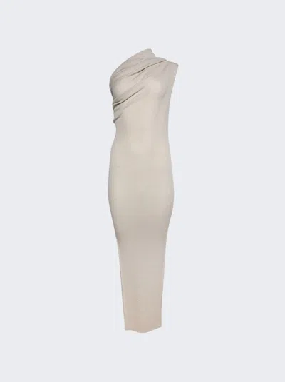 Rick Owens Ribbed One Shoulder Dress In Grey,neutro